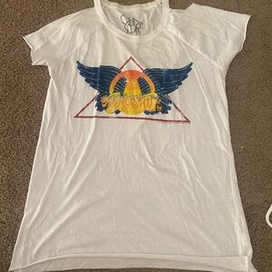 Open shoulder Aerosmith Band tee